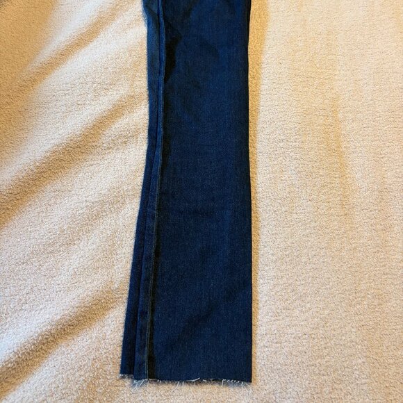 PAIGE Cindy Straight Leg Jean in Promise Dark Wash Raw Hem Ankle Size 25 - Picture 8 of 8